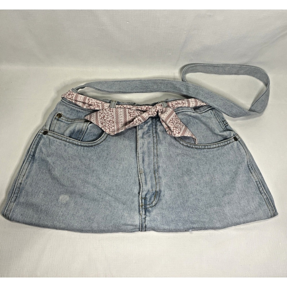 Vintage American Eagle Jeans Purse Belted Y2K 1990s Handmade Western Blue Denim